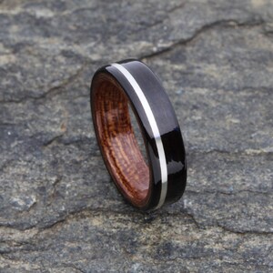 Bentwood Ring Ebony & Sapele With Sterling Silver Inlay