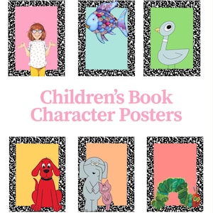 Composition Classroom Theme | Set of 6 Children’s Book Character Posters | Reading Corner Decor | Storybook-Inspired Printable Wall Art