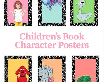 Composition Classroom Theme | Set of 6 Children’s Book Character Posters | Reading Corner Decor | Storybook-Inspired Printable Wall Art
