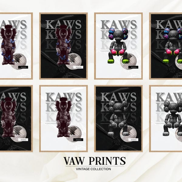 Hypebeast Figure Poster Collection, Kaws Poster, Set of 8, Printable ...