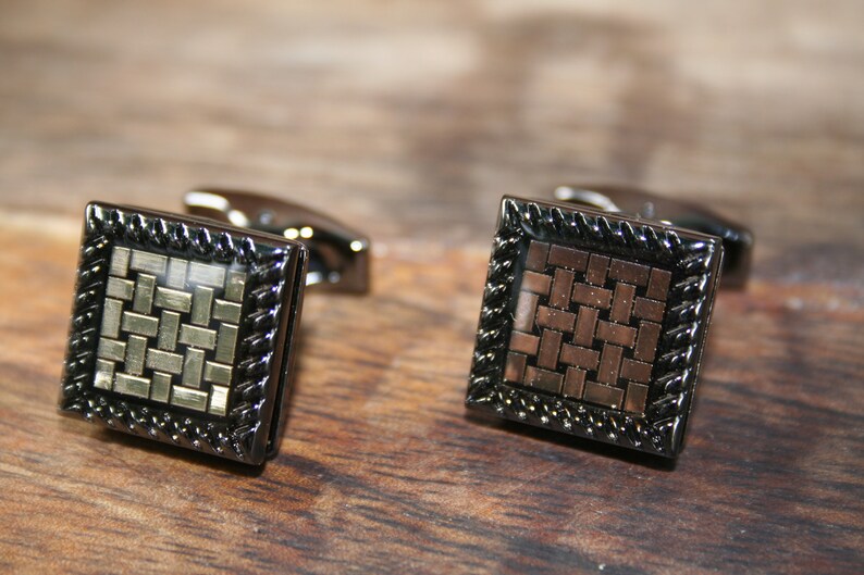 Gun Metal Cufflinks Silver cufflinks Gun Metal and Silver Square Cufflinks Square cufflinks
