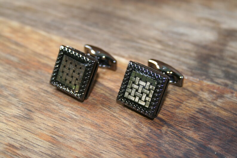 Gun Metal Cufflinks Silver cufflinks Gun Metal and Silver Square Cufflinks Square cufflinks