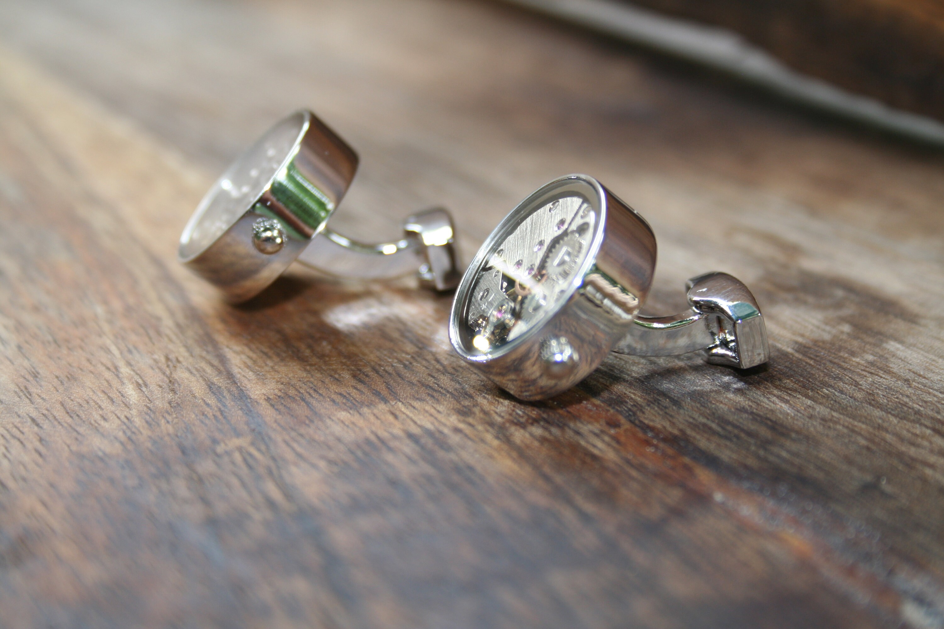 Silver cufflinks for men watch movement cufflinks mens Etsy