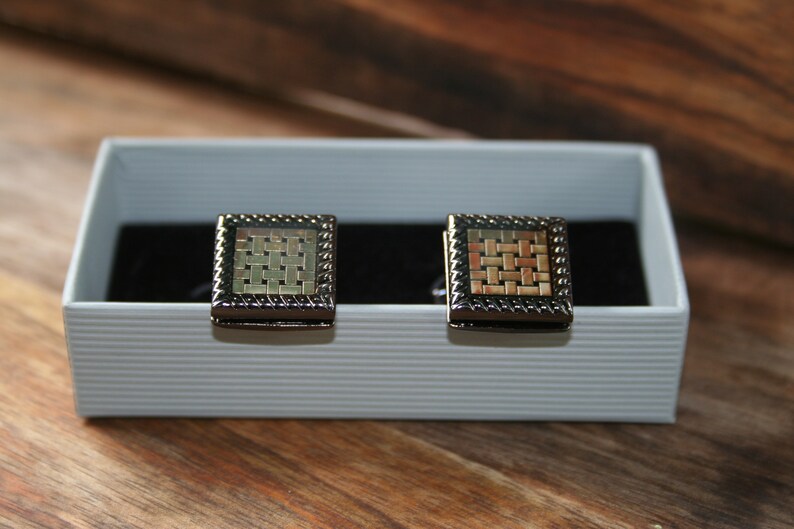 Gun Metal Cufflinks Silver cufflinks Gun Metal and Silver Square Cufflinks Square cufflinks