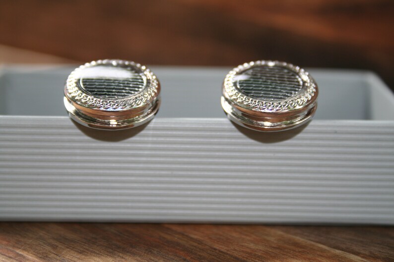 Silver cufflinks Round cufflinks Silver and Gun Metal Round Cufflinks Gun Metal Cufflinks