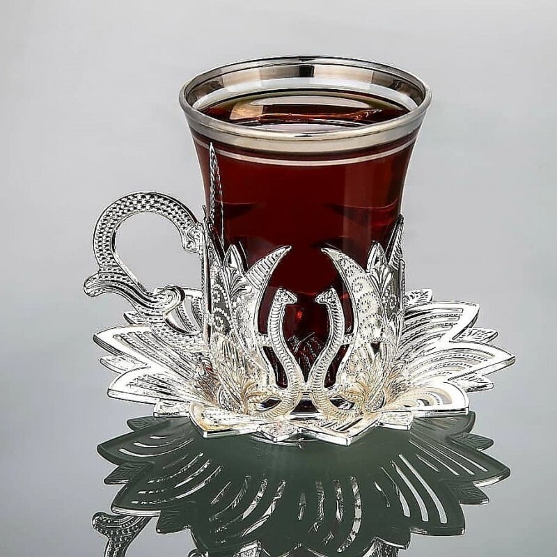 Turkish Tea Cup and Saucers Set With Tulip Design Etsy