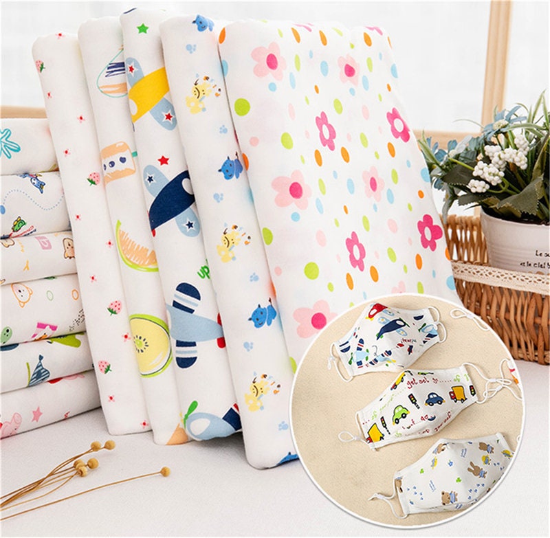 100 Cotton Fabric Cloth Cartoon Printed DIY Sewing Material Etsy