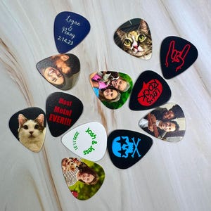 Custom Guitar Picks, Personalized Photo Text Logo Guitar Picks