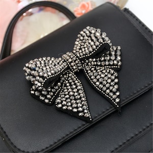 Bling Beaded Studded Bow Knot 3D Embroidery Patch Sew On Decorative Accessory