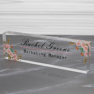 Personalized Acrylic Name Plate Desk Sign Plaque Customized Acrylic Plate Gift for Teacher Co-workers