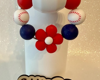 Baseball Beaded Tumbler Handle Bracelet