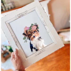 Floral pet portrait (digital) Custom Pet Portrait, Pet Memorial, Pet Gift, New Pet Gift, Dog mom, Dog lover