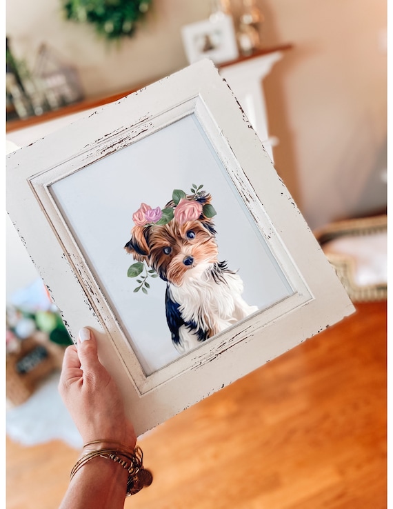 Floral pet portrait (digital) Custom Pet Portrait, Pet Memorial, Pet Gift, New Pet Gift, Dog mom, Dog lover