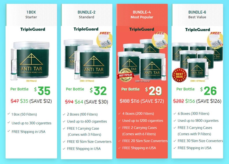 ANTI TAR® Tripleguard Cigarette Filter Tips Tar Block Trap Holder