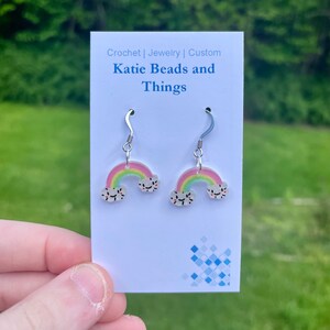 NEW rainbow with smiling cloud earrings