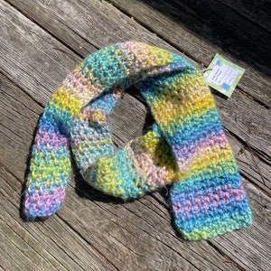Super soft scarf pastel pink yellow green blue wool blend