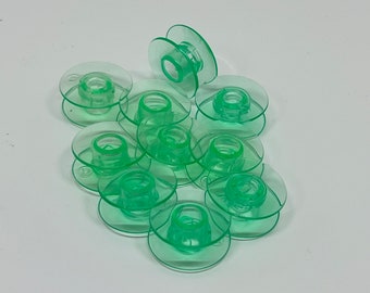 Viking Sewing Machine Bobbins (10 pieces) Green Plastic 4125615-45, 4123078, prelude, freesia, ruby, Romeo, sapphire, opal, lily, 4123078T