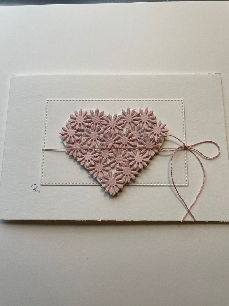 Greeting card with heart Pink