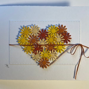 Greeting card with heart orange / gelb