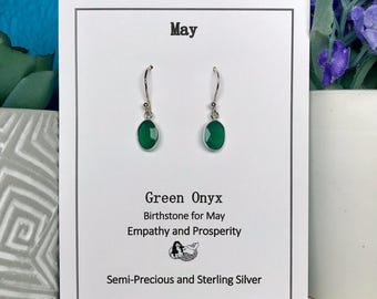 Birthstone Earring, Gemstone Drop Earring, Faceted Drop Earring, Sterling Silver, Gift for Her