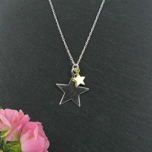 Collar de estrella de plata y latón, joyería celestial, collar de estrella, joyería de estrella, collar de estrella de plata,