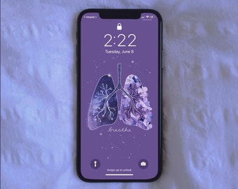 Handy Wallpaper Hintergrund ""Breathe"" | Zauberhafte Lunge mit Blumen und Sternen