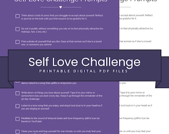 Self Love Challenge, 30 Day Exercise for Personal and Spiritual Growth, Deep Prompts and Activities for Loving Yourself