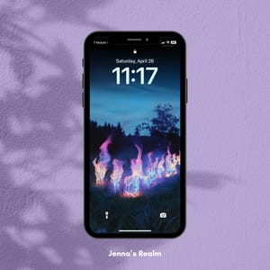 Pastell Flammen Phone Wallpaper Hintergrund, surreale Kunst der Natur auf Feuer nachts