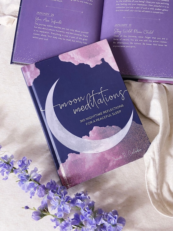 Moon Meditations Book, Daily Affirmations and Celestial Art for Peaceful Sleep, Empowerment, Self Love, and Spiritual Growth
