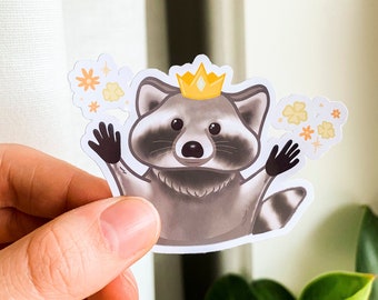 Pegatina de mapache | Pegatina troquelada | Pegatina para agenda | Empaquetado bonito