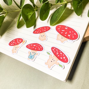 5 Conjunto de calcomanías de hongos ? calcomanías troqueladas | pegatinas del planificador ? lindo paquete
