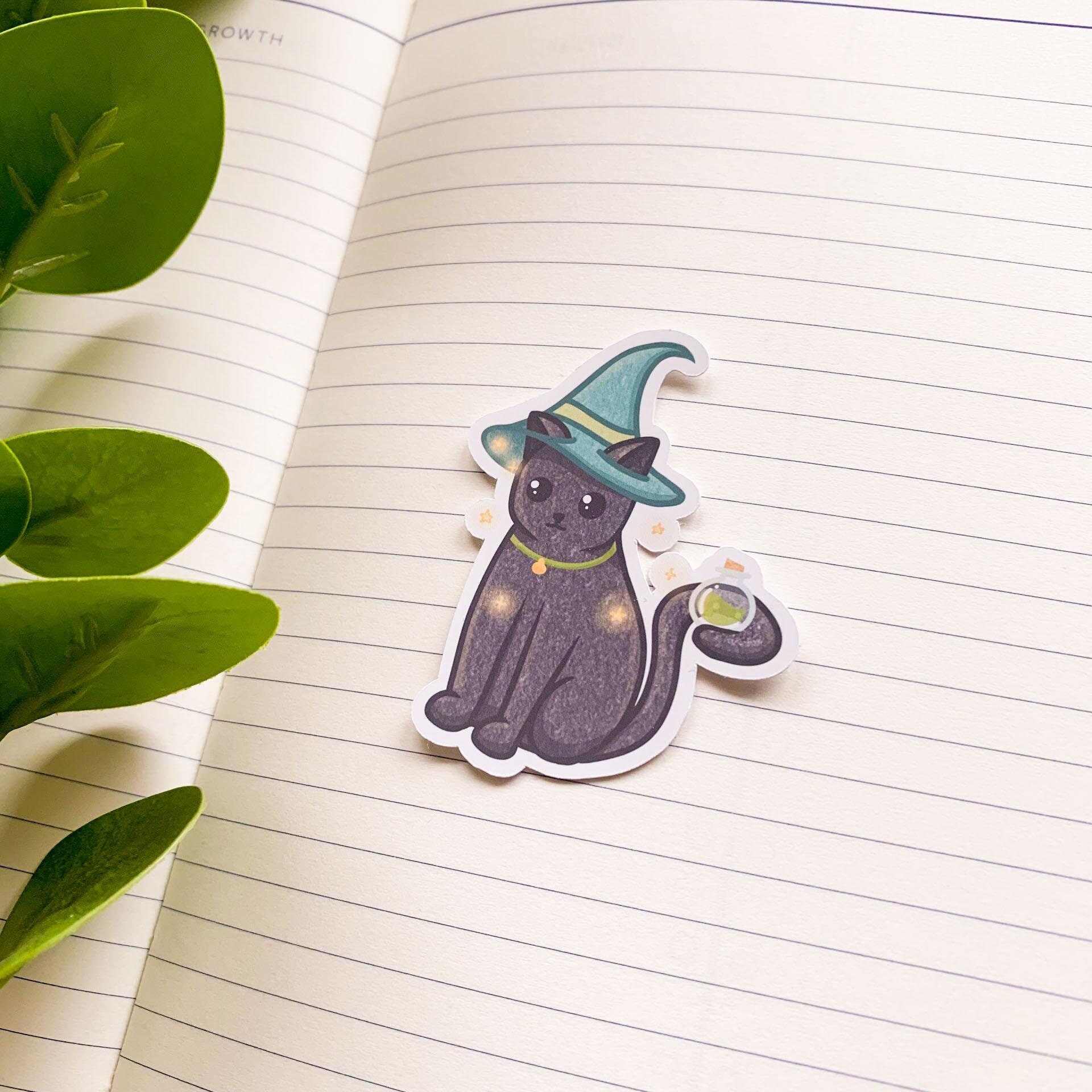 Witch Cat Sticker | Black Cat Sticker | Die Cut Sticker | Planner ...