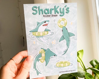 Shark sticker sheet | sticker sheet | planner sticker | cute packaging