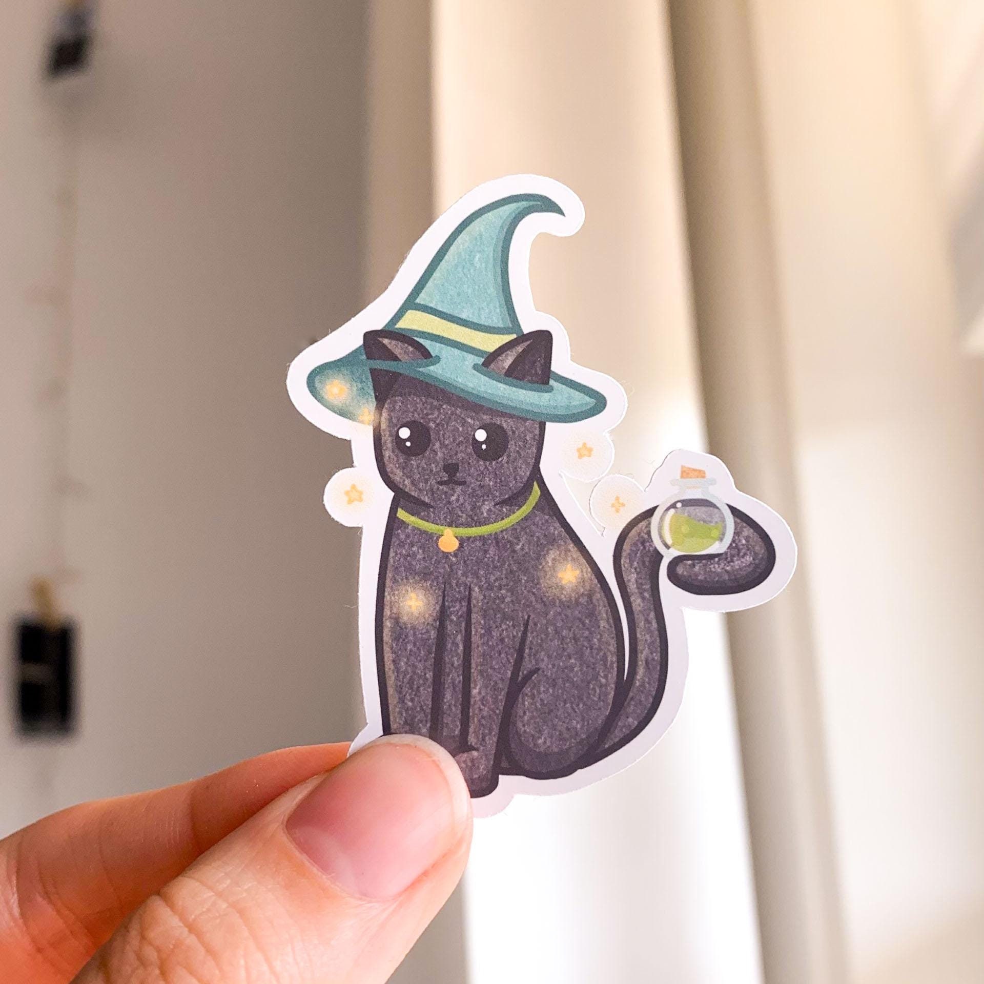 Witch Cat Sticker | Black Cat Sticker | Die Cut Sticker | Planner ...