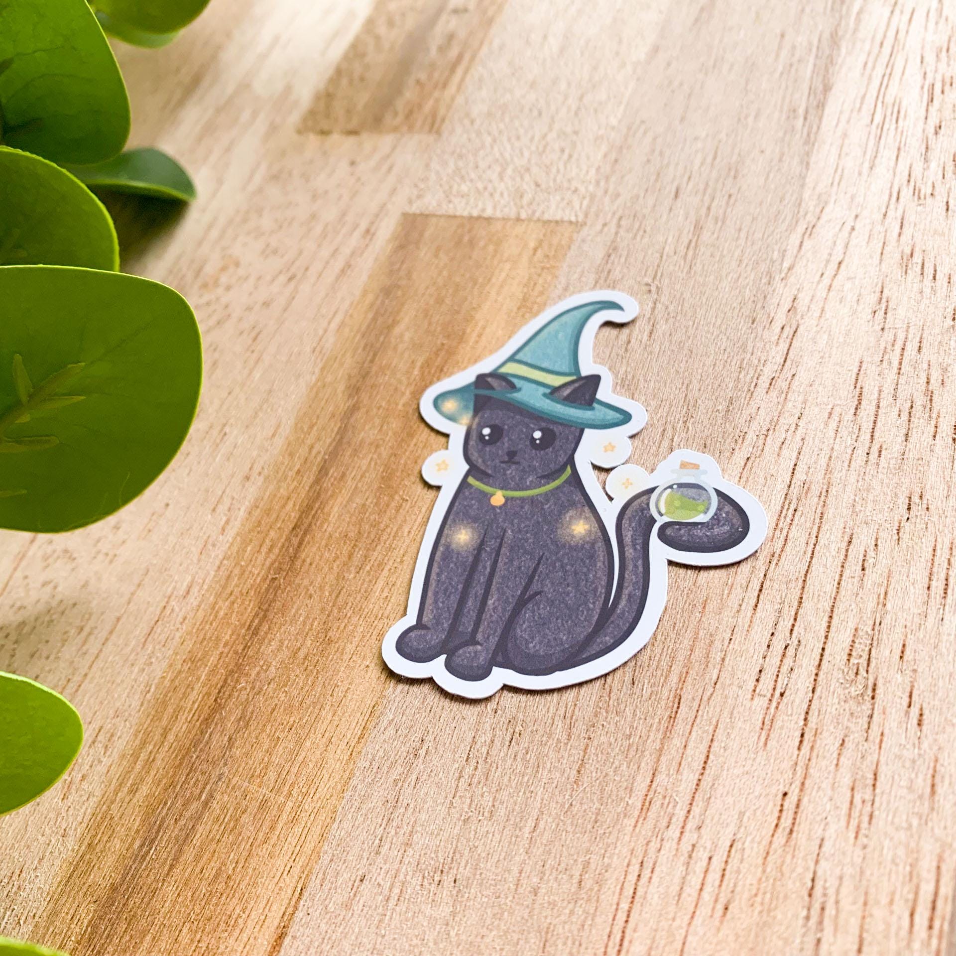 Witch Cat Sticker | Black Cat Sticker | Die Cut Sticker | Planner ...