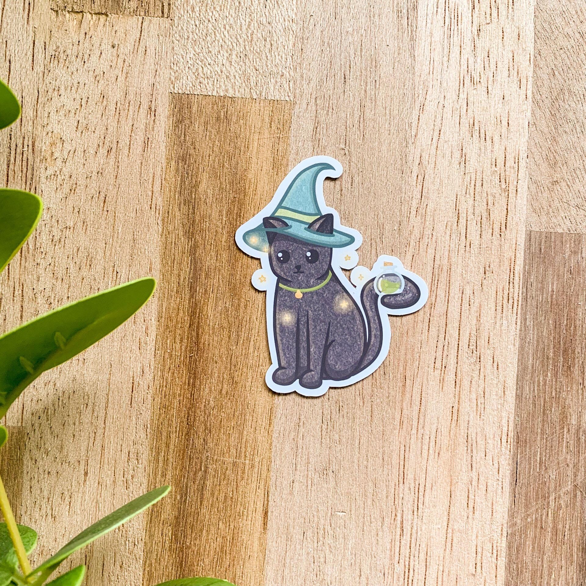 Witch Cat Sticker | Black Cat Sticker | Die Cut Sticker | Planner ...