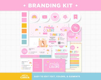 Branding Kit Canva Templates Editable and Customizable Business Cards Thank You Cards Facebook Instagram Highlights Youtube Twitter - HPC