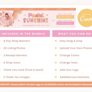 Etsy Shop Banner Templates Pastel Pink Orange Retro Groovy - Etsy