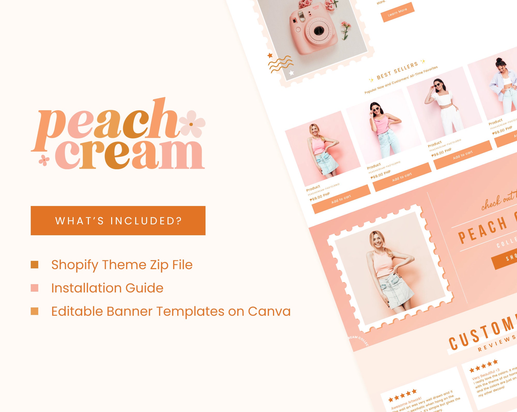 Pink Code Color Schemes Shopify Shopify Theme Peach Pink Gold Customizable Shopify Template Editable ...