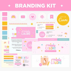 Branding Kit Canva Templates Editable and Customizable Business Cards Thank You Cards Facebook Cover Instagram Highlights Youtube Twitter