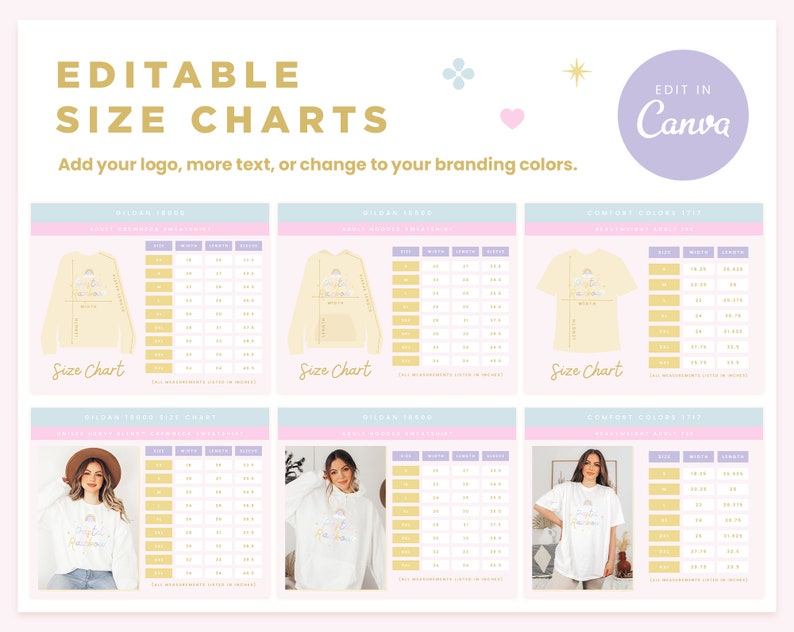 Size Chart and Care Instructions for Gildan 18000, Gildan 18500 ...