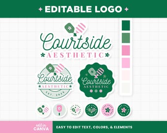 Editable Logo in Sporty Pickleball Athletic Aesthetic Logo Design Customizable Colors Branding Boutique Shop Small Business Logo - CSA