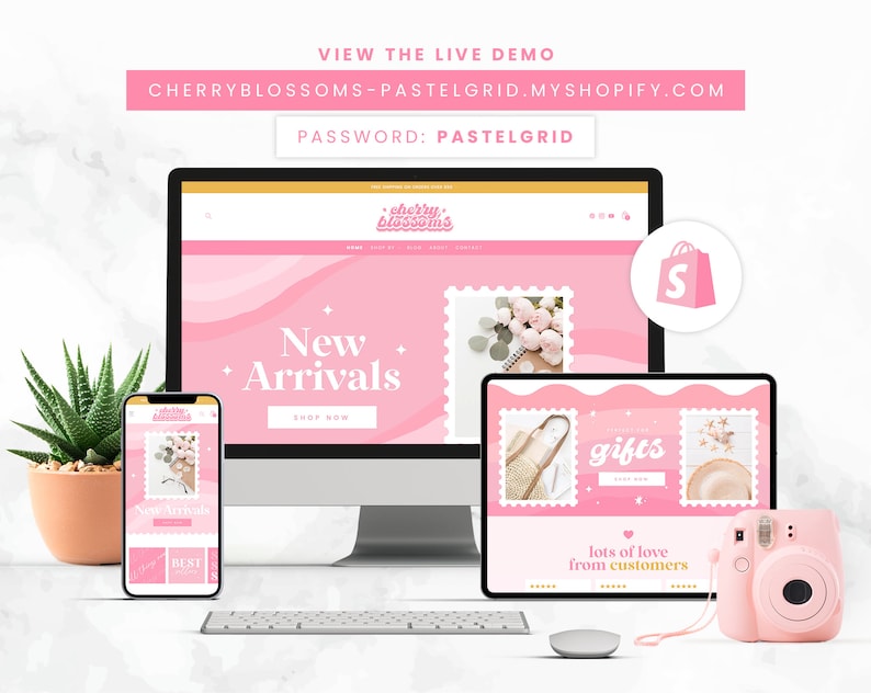 Pink Shopify Theme Shopify 2.0 Editable Canva Banners Etsy