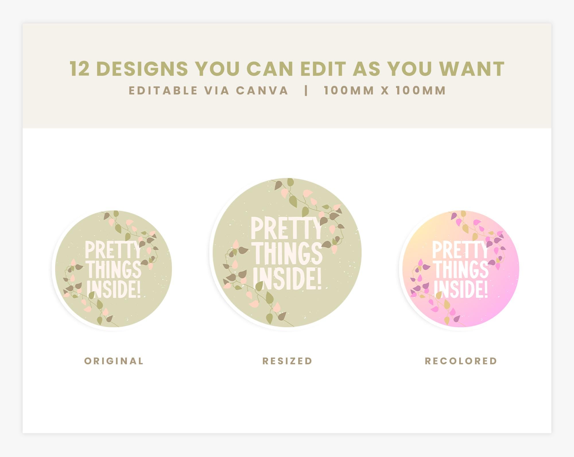 Stickers for Packaging Editable Canva Template in Cottagecore Aesthetic ...