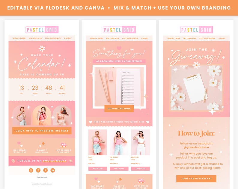 Newsletter Design Using Flodesk Flodesk Newsletter Templates Design Editable in Canva, Email Banners ...
