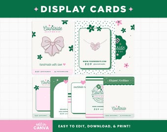 Display Cards in Courtside Aesthetic Design - Editable Canva Template Customizable Backing Cards for Accessories - CSA