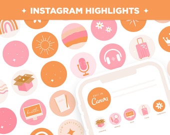 Instagram Highlight Covers in Peach Sunset - Canva Editable Color Template - PSS
