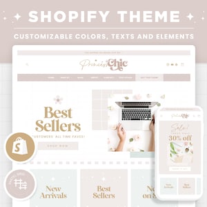 Shopify Theme Blush Pink & Mint, Shopify 2.0, Editable Canva Banners, Boutique, Feminine, Aesthetic Design Girly Cute Elegant Pastel - PCH