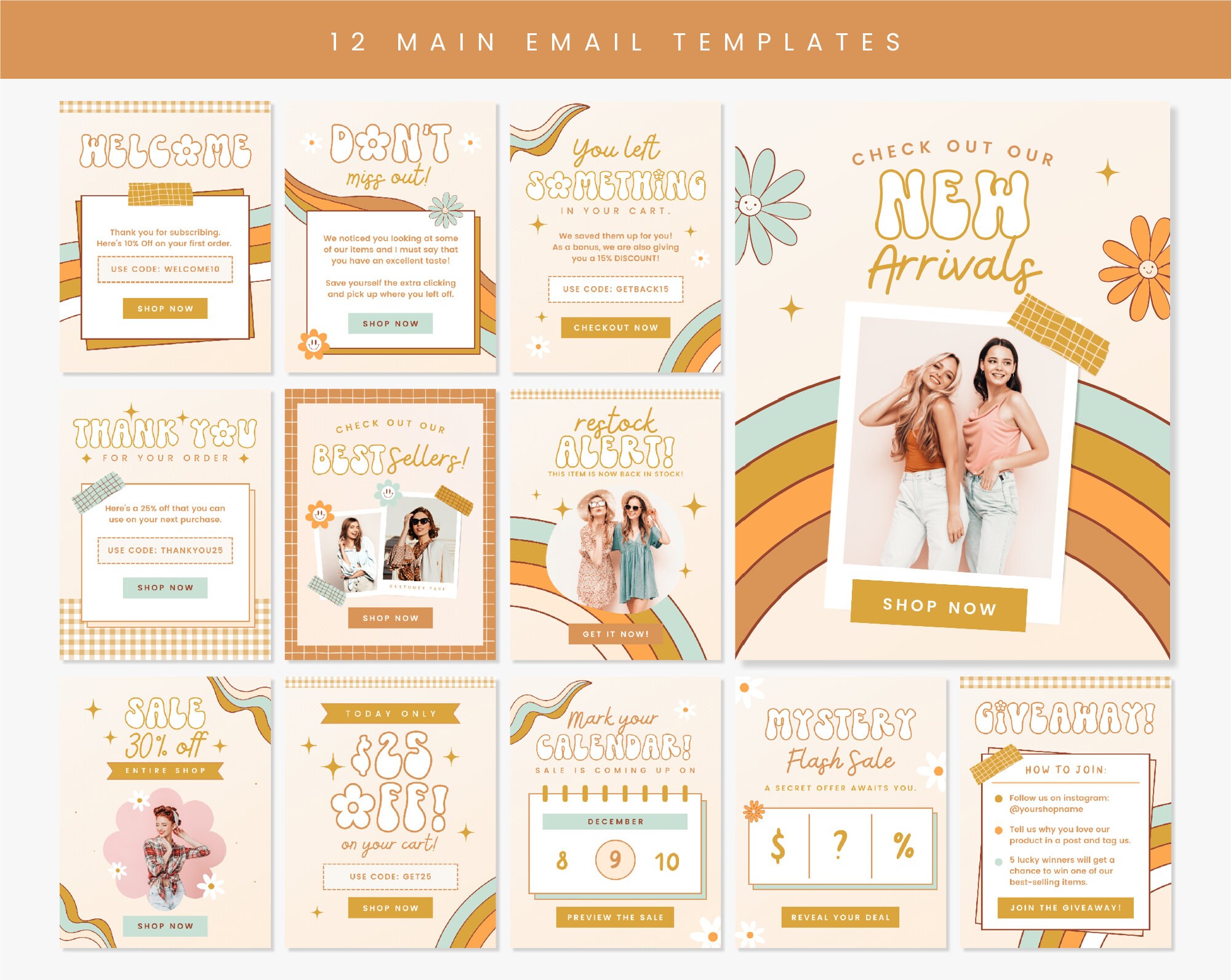 Newsletter Design Editable in Canva Boho Retro Groovy Aesthetic ...