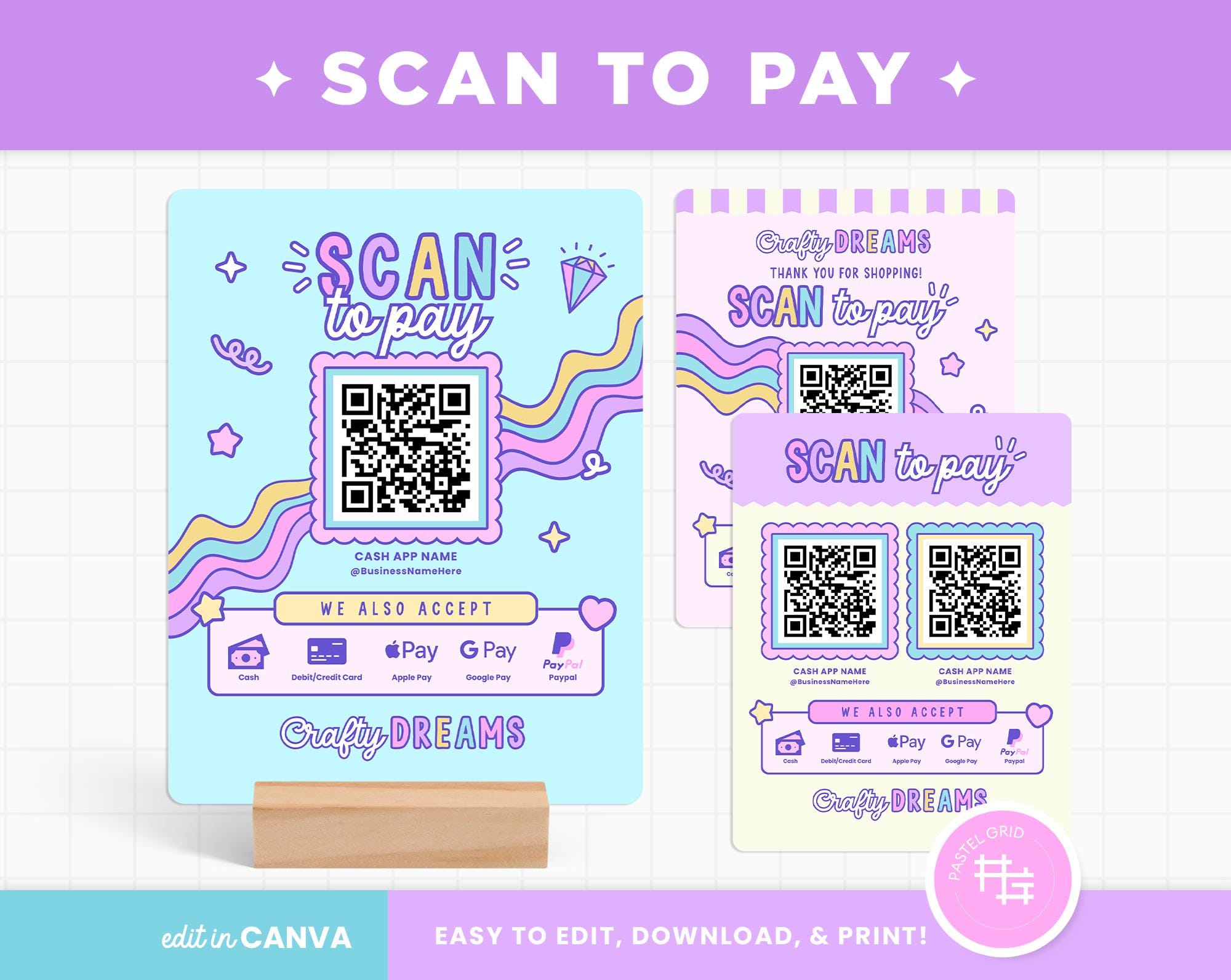 Qr Code Raimbow Scan to Pay Template in Purple Pink Blue Bright Colors Rainbow ...